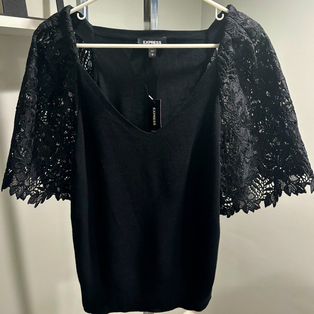Express Black Lace Top medium. NWT.